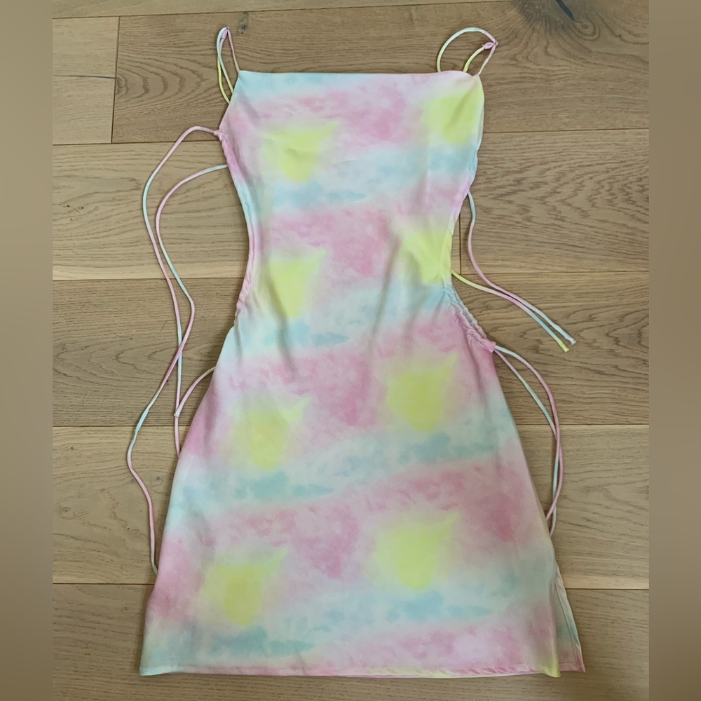 RUBY & JENNA- Silk Tye Dye Dress, Open Cuts With Ties On Each Side, Size:S